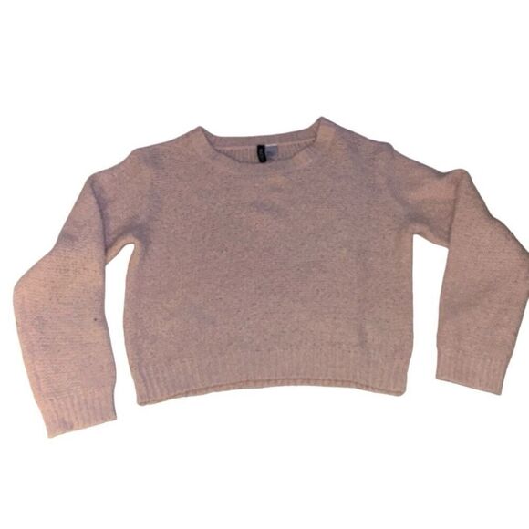 Divided By H&M Beige Knitted Long Sleeve Pullover Cropped Sweater Ladies Small - Picture 1 of 9